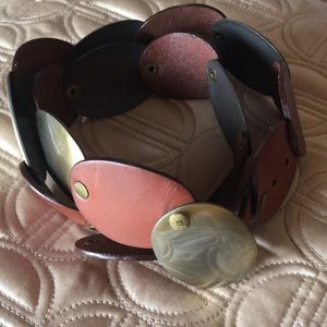 Metal and leather belt